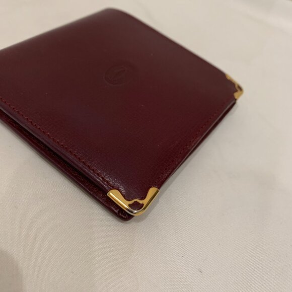 Cartier Red Leather Coin Case/Wallett Sku#84375  (Gently Used, wear) - Picture 5 of 12